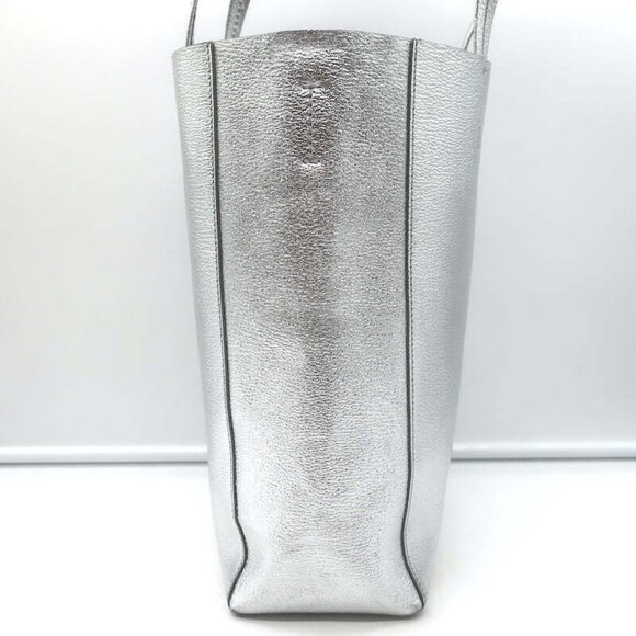 Celine Small Vertical Cabas Tote Silver Metallic Leather Crossbody Bag - Picture 5 of 12